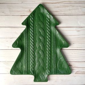 Christmas Tree Knit Sweater Textured 16” Melamine Serving Plate / Platter